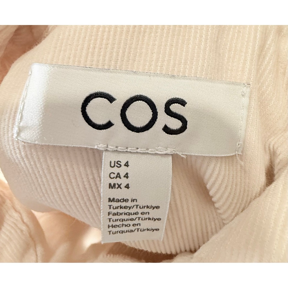 COS‎ Cream Corduroy Button-Front Shirt Dress Minimalist Cotton Capsule Fall US 4 - Picture 7 of 8